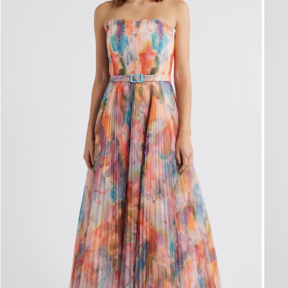 Hutch Vibrant Multicolor Pleated Maxi Dress